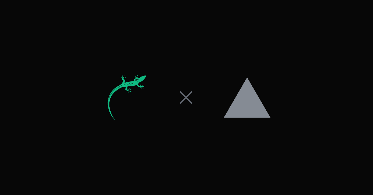 Lizard vs. Vercel – das Lizard-Logo neben dem Vercel-Logo